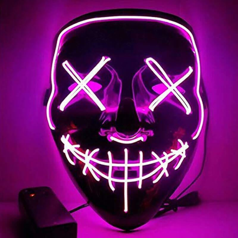 Halloween LED Mask Clubbing Light up Costume Rave Cosplay Party Purge 3 Modes