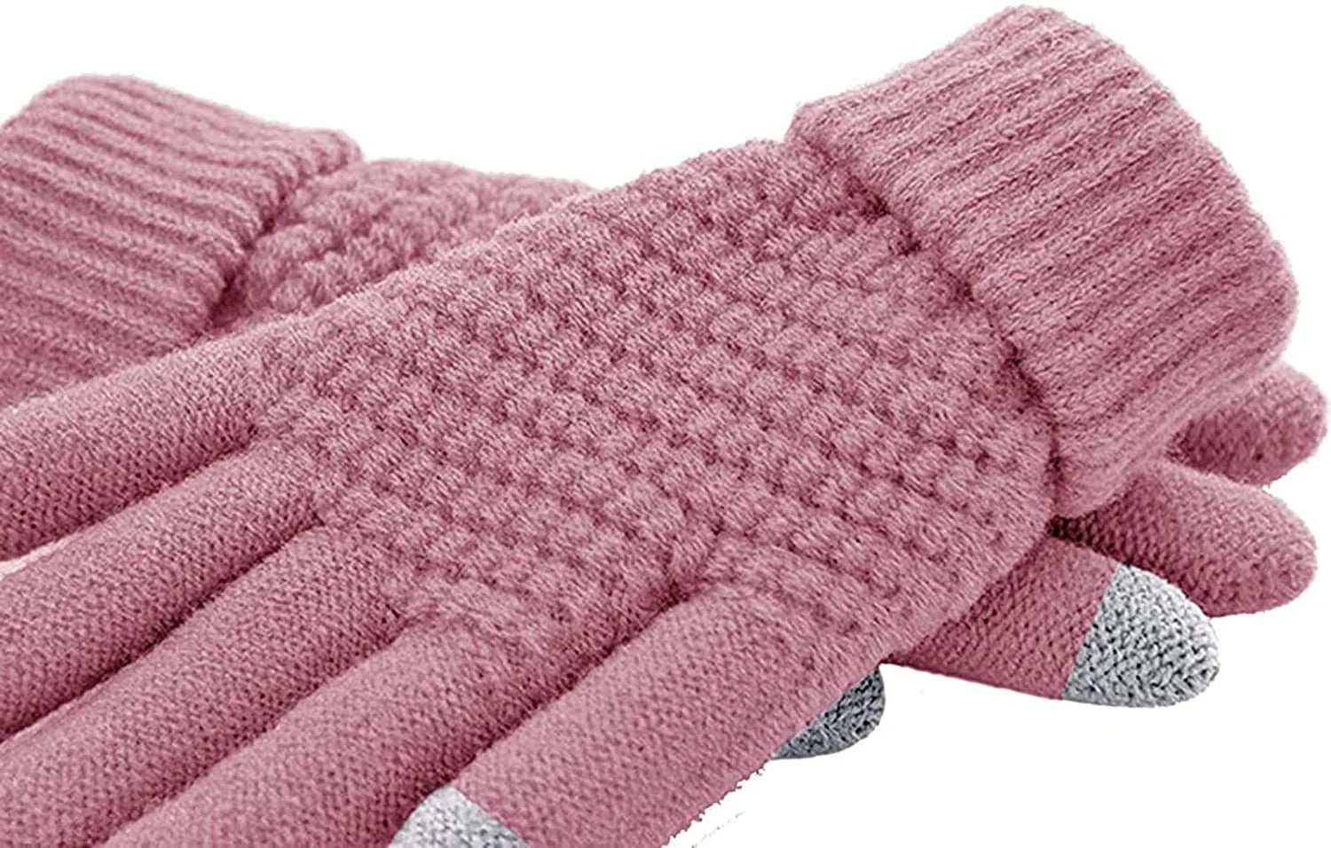 Women Winter Warm Touch Screen Gloves Knitted Soft Elastic Thick Gloves for Clod Weather Black