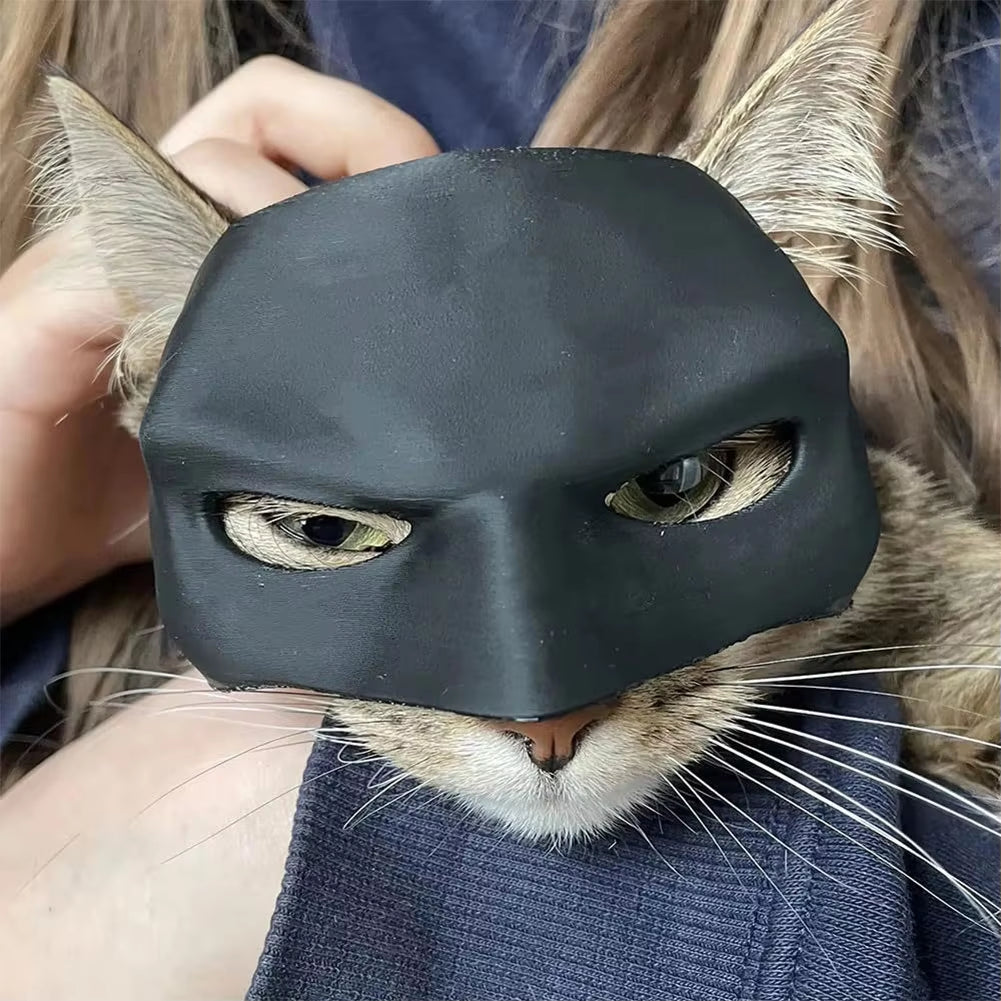 Black Bat Cat Avenger Mask Half Face Cat Mask Handmade Cat Bat Mask Halloween Costume Cosplay Decoration Gifts for Cat Dog Toys