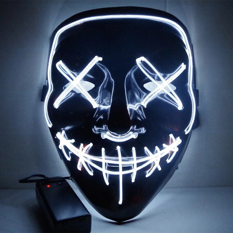 Halloween LED Mask Clubbing Light up Costume Rave Cosplay Party Purge 3 Modes